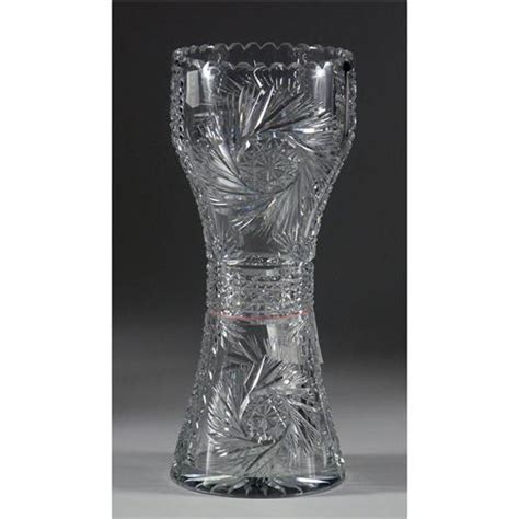 Signed Clark American Brilliant Cut Glass Vase