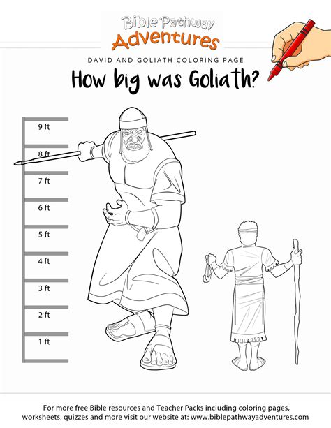 Coloring pages are fun for children of all ages and are a great educational tool that helps children develop fine motor skills, creativity and color recognition! David & Goliath Coloring Page for Kids | Kids sunday ...