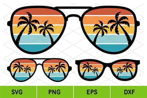 Palm Tree Sunglasses Retro Vintage Svg Illustration Par AnuchaSVG
