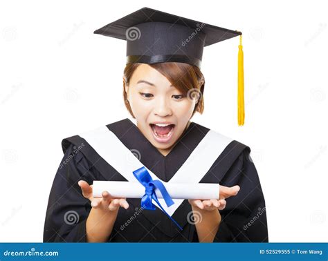 Young Woman Graduating Holding Diploma And Looking Stock Image Image