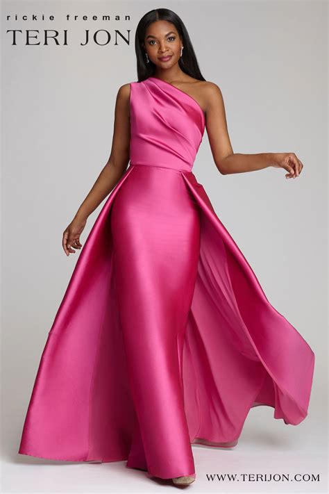 One Shoulder Stretch Gazar Gown Pink Evening Gowns Evening Gowns