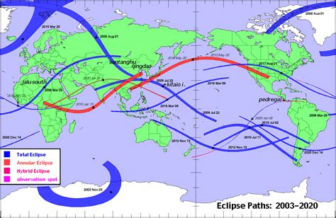 皆既日食を観察 sur gans creek recreation area. 2003-2020までの皆既日食帯世界地図