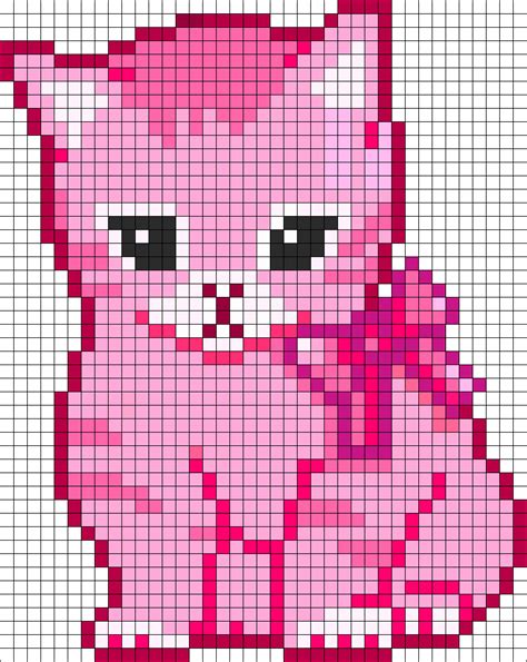 Pink Pixel Kitten Perler Bead Pattern Bead Sprite Pixel Art Cute My