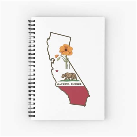 State Of California Flag With State Flower California Poppy 2 Spiral