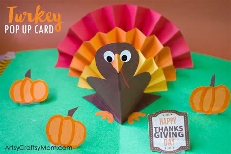 Here are a few more thanksgiving card ideas to incorporate… * write a list of why you are thankful?, reflect on your life and write it on the inside of your card * thanksgiving recipe cards: DIY Thanksgiving Turkey Pop Up Card - Artsy Craftsy Mom