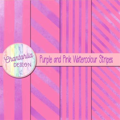 Free Purple And Pink Digital Papers With Watercolour Stripes