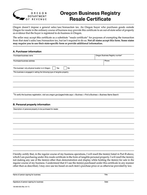 Oregon Resale Certificate Fill Out And Sign Online Dochub