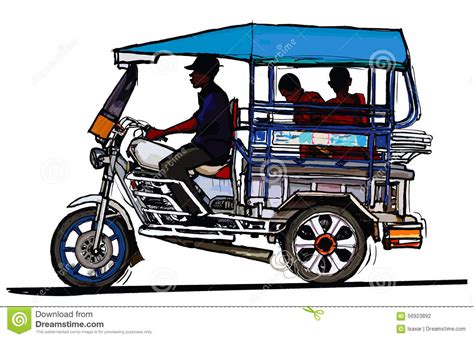 Driving tuk tuk in Laos stock vector. Illustration of creative - 56923892