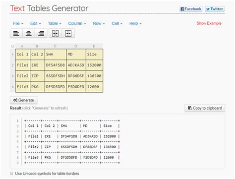 Free Online Ascii Table Generator Websites