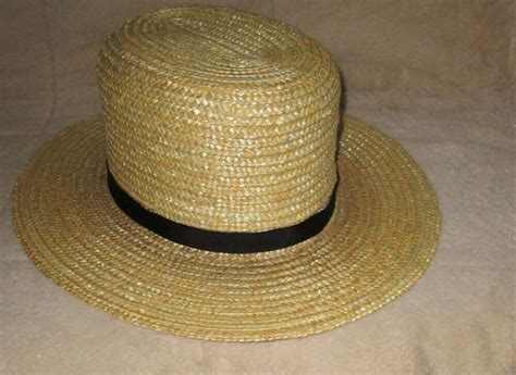 Authentic Amish Handmade Mens Straw Hat With Owners Name Lancaster Pa
