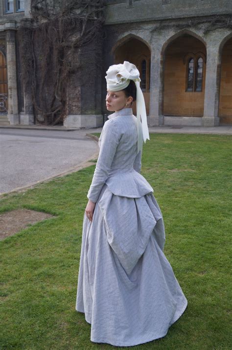 Customisable Victorian 1880s Bustle Dress Outfit In Linen Etsy