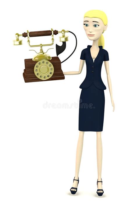 Cartoon Man With Old Telephone Stock Illustration Illustration Of