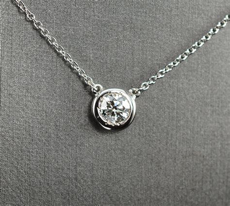 1699 Retail 043 Carat Diamond Bezel Solitaire Necklace 14k White