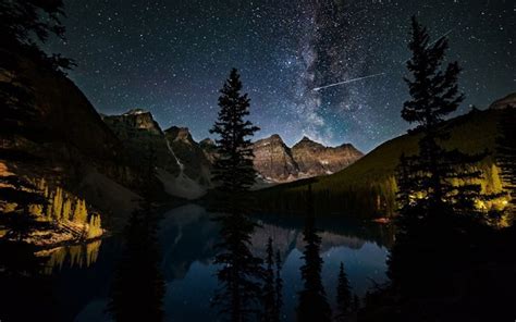Download Moraine Lake Night Banff National Park Mountains Canada