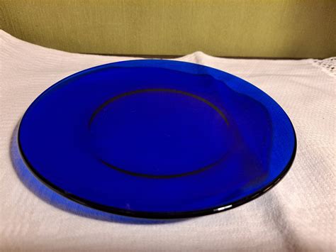 Cobalt Blue Glass Cake Plates Vintage Glass T Idea Blue Etsy