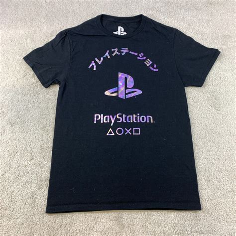 Playstation Logo Japanese Kanji Graphic T Shirt Mens Gem