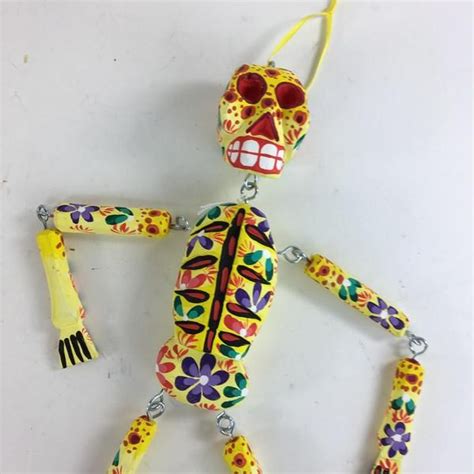 Dangling Day Of The Dead Wooden Skeletons From Guatemala Mexican