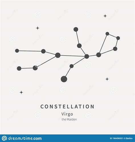 The Constellation Of Virgo The Maiden Linear Icon Stock Vector
