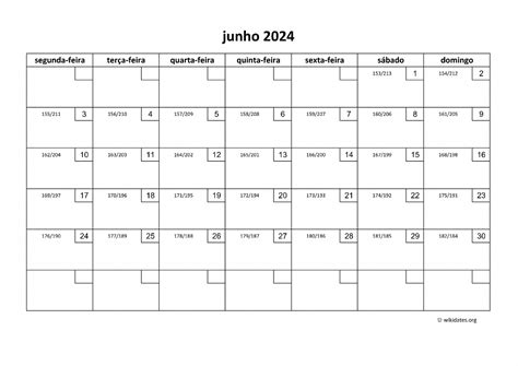 Calendário Junho 2024