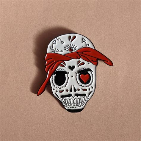 Tupac Skull Enamel Pin Actual Fact Clothing
