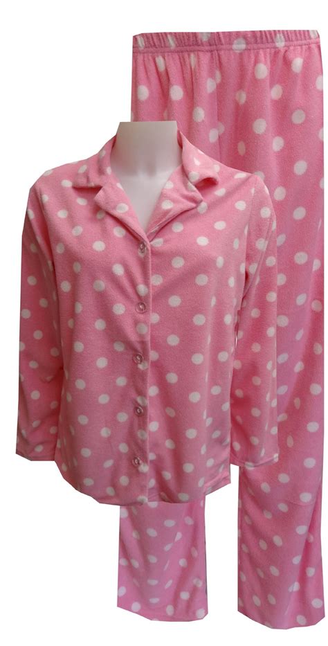 Pink Polka Dot Fleece Pajama Set Pajamas Women Junior Outfits