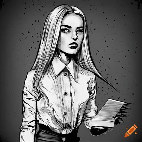 Black And White Comic Book Art Of A Blonde Woman Reading A Letter On Craiyon