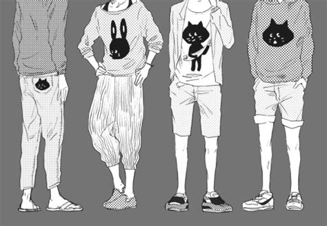 You can look anime male outfits drawing below! 1k cat art anime MY EDIT boy monochrome Clothes Sketch neko a-riisa •