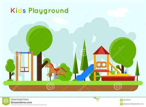 Kids Playground Flat Vector Concept Background Stock Vector