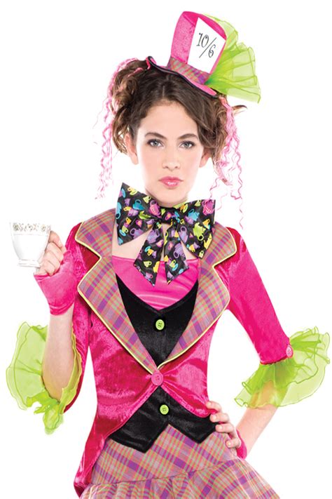 girls mad hatter costume and tights new tea party fairy tale fancy dress outfit ebay