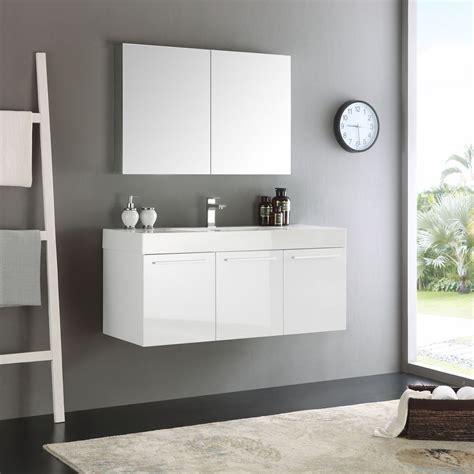 Besides maximizing the space, our medicine cabinets can benefit the overall look of your bathroom. Fresca Vista White MDF 48-inch Wall-hung Modern Bathroom ...