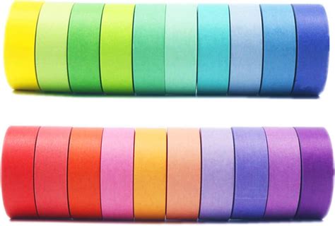Viviquen Washi Tape Set Rolls Colored Masking Tape Mm Rainbow