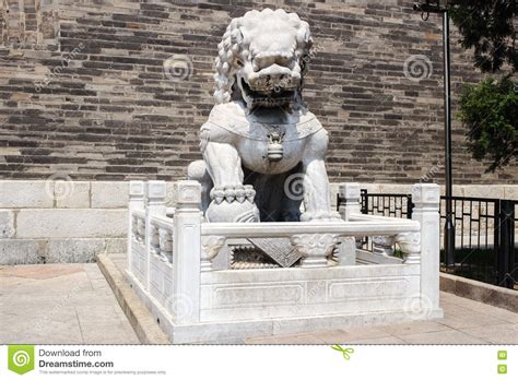 Beijing China May 18 2016 A Statue Of A Lion Guard At Tiananmen