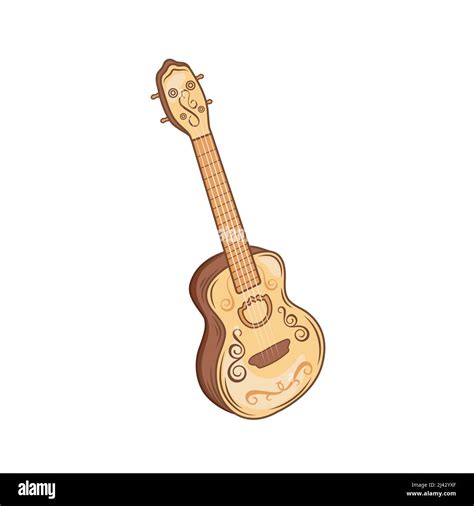 Vector Illustration Of Acoustic Mexican Guitar Isolated On White