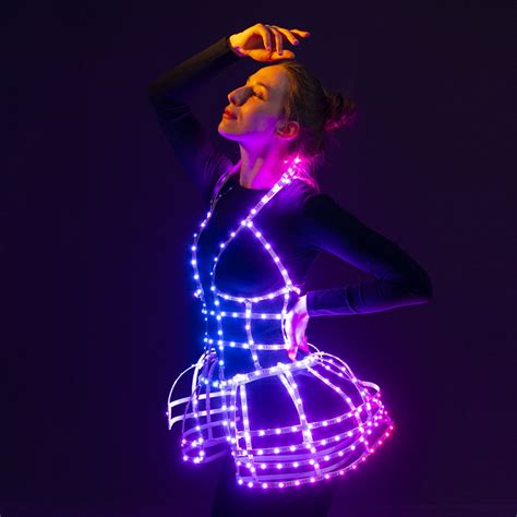 Rave Led Light Up Rainbow Cage Dress Outfit Fashion Festival Etsy