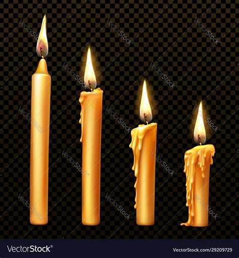 Burning Candle Dripping Or Flowing Wax Realistic Vector Image