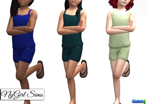 Gathered Waist Tank Romper In Solids At Nygirl Sims Sims 4 Updates