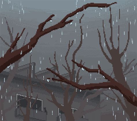 Anime Rain S Pixel Art Rain Rainy