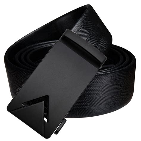 Luxury Cowhide Leather Belts For Men Automatic Buckle Black Genuine