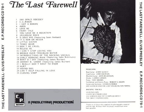 Bootlegging Elvis The Last Farewell Cd