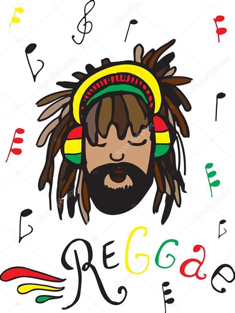 Reggae Rastaman En Auriculares Vector Gráfico Vectorial © Evasilieva