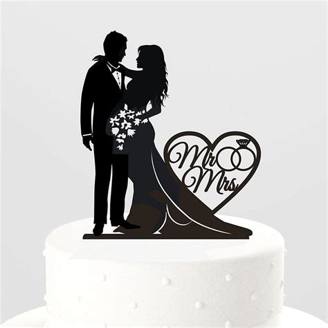 Ring With Mr And Mrs Silhouette Wedding Cake Topper Wedding Decoration