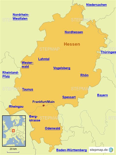 Maybe you would like to learn more about one of these? StepMap - Regionen in Hessen - Landkarte für Deutschland