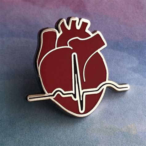Ekg Heart Pin Rad Girl Creations Medical Enamel Pin