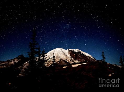 Mt Rainier At Night Photograph By Jeff Hochstrasser