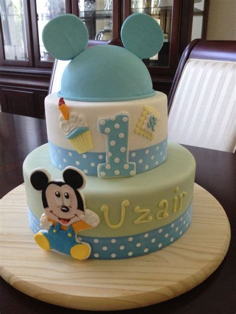 Mickey Mouse 1st Birthday Cake For Boy Birthday Card Message
