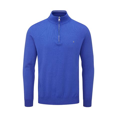 Oscar Jacobson Pin Cotton Zip Neck Sweater Pullovers