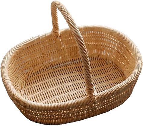 Btyay Oval Shaped Wicker Basket With Handles Natural And Rustic Hand