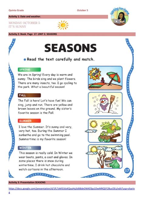 Seasons Lessons For Kindergarten