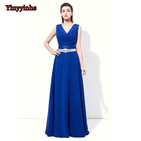yinyyinhs sexy v neck pleated beaded waist chiffon long prom dresses vintage plus size formal