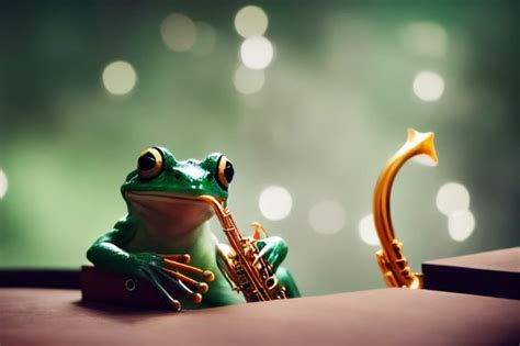 Frog Playing Saxophone 4k Midjourney Openart